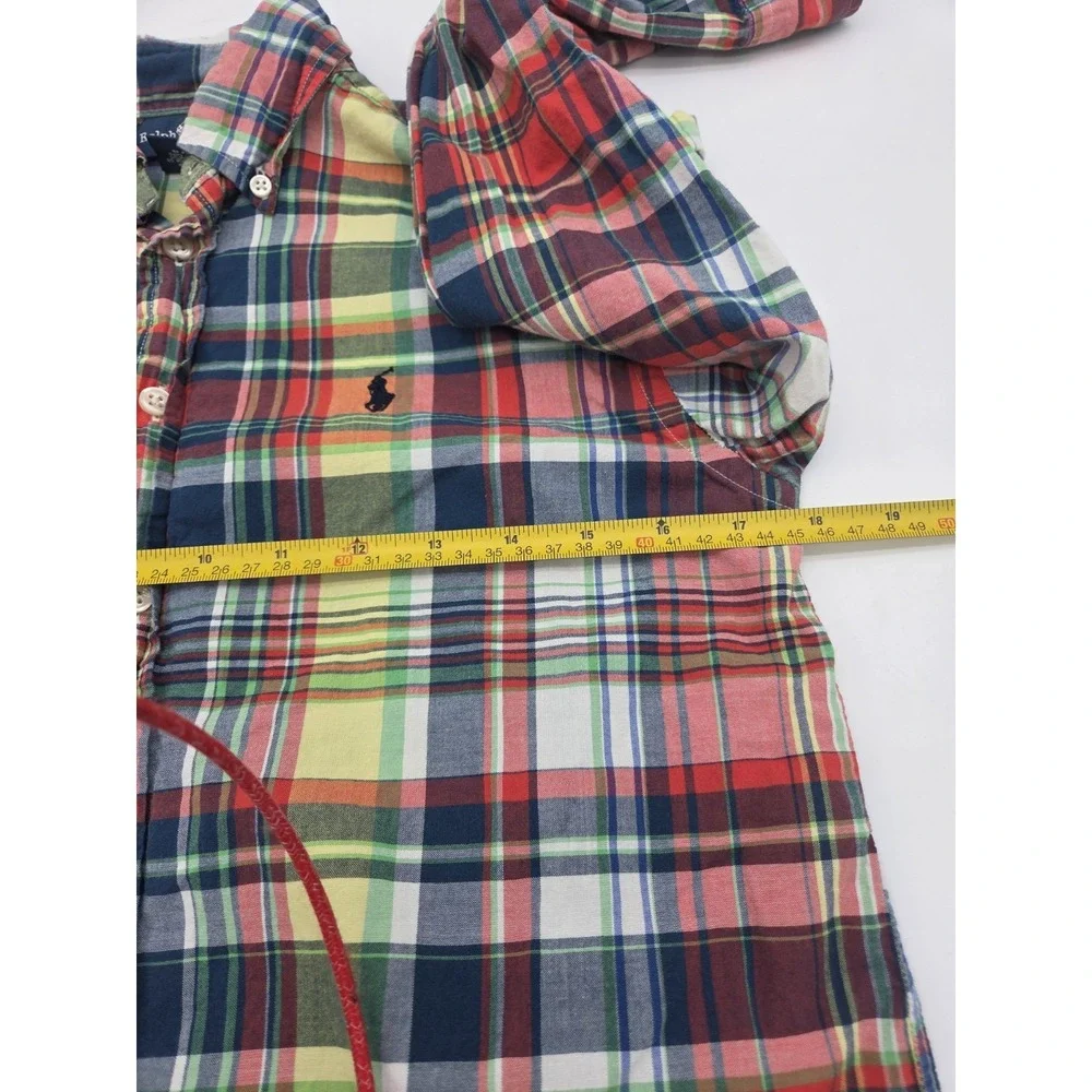 Ralph Lauren Boys M (12-14) Button Shirt Collared Casual Plaid Long Sleeve Y2K